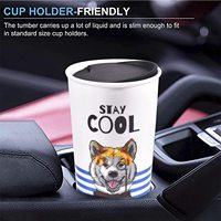 Mug de voyage en céramique écologique à double paroi isolée, design marbre, avec couvercle enveloppant, logo personnalisé, cadeaux d'affaires