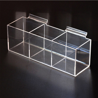 Boîtes de rangement en acrylique transparent pour mur à lattes, boîtes de rangement en PMMA Lucite pour mur à lattes