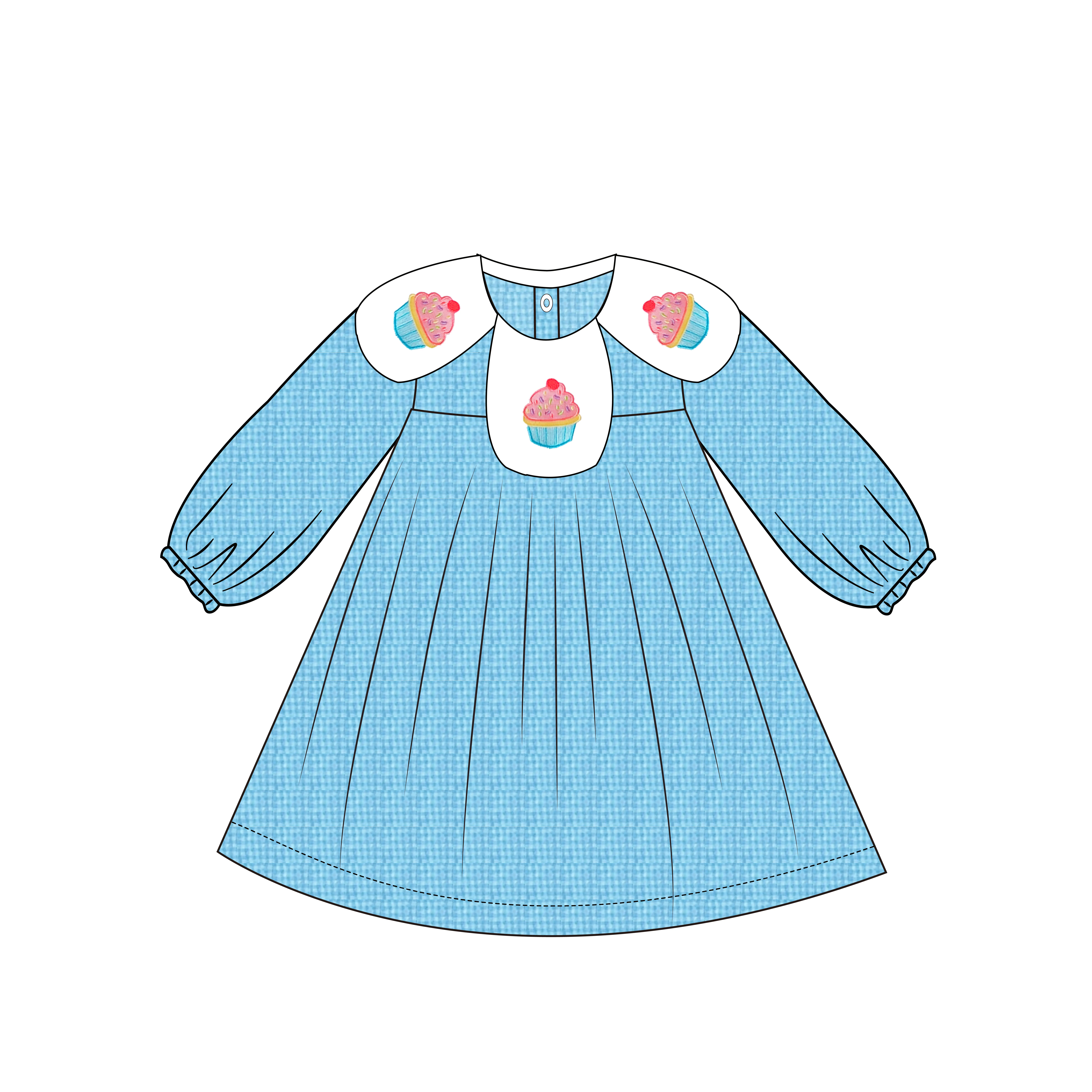 Overall baju bayi perempuan, atasan pola lembut bordir cetakan kue kecil kotak-kotak kustom musim panas