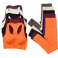 Nouvel ensemble de vêtements de yoga solides (soutien-gorge et leggings) 2 pièces, professionnel, sans couture, en Spandex/Nylon, résistant aux plis, pour la course à pied