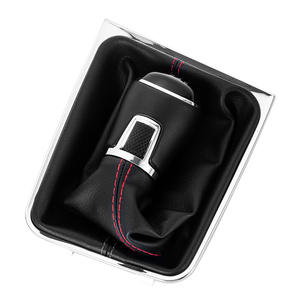 Pommeau de levier de vitesse en cuir noir avec surpiqûres rouges 5 6 vitesses pour Volkswagen Magotan Passat B6 - Product Image 3