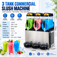 Machine à boissons glacées commerciale 12L x 3, avec système de refroidissement rapide, pour restaurants, cafés, bars et entreprises de boissons