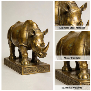 Artisanat Métallique Artisanal en Métal <span class=keywords><strong>Rhinocéros</strong></span> Faune Sauvage, Sculpture Décorative, Ornements, Cadeaux pour Événements et Conférences - Product Image 4