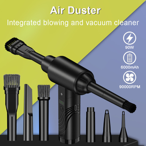 Aspirateur à air portable, sans fil, alimenté par batterie, 90W, 6000mAh, 90000RPM, noir, avec 6 embouts - Product Image 1