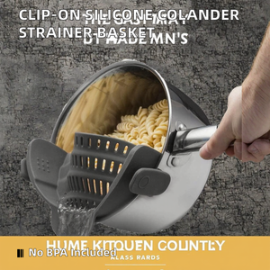 Colador Universal de Cocina con Clip, Ecológico, Libre de BPA, de Silicona, Plástico PP y Ganchos de Acero Inoxidable para Escurrir Pasta - Product Image 2