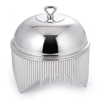 Plat à réchaud de luxe Gehong Modèle 4150 en acier inoxydable moderne avec franges argentées, chauffe-plats unique sur piédestal en tuyau pour hôtels, buffets et mariages