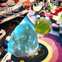 Jouet anti-stress Maltose Squishy, jouet mochi mignon en peluche douce, balle transparente bleue/rose, jouet de décompression rebondissant, unisexe