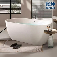 Baignoire rectangulaire autoportante en acrylique 1700 mm, design moderne, pour salle de bain intérieure, 1-2 personnes, chauffage à température constante, avec poignées