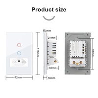 Interruptor Táctil Inteligente con Enchufe Brasileño, Panel de Vidrio Templado, 16A, Control por WiFi con la Aplicación Tuya, Venta Directa de Fábrica