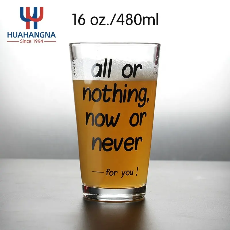 Wholesale Juice Water Drinking Glass Cup 16oz Sublimation Frosted Clear Custom Logo Craft Beer Pint Glass for Bar Party