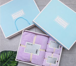 Coral Fleece <strong>Towel</strong> Bath <strong>Towel</strong> Gift <strong>Box</strong> with Portable Gift Set of 3 Pieces - Product Image 3