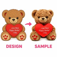 Ours en peluche pour la fête des mères, jouet en peluche doux avec cœur rouge, cadeau pour maman