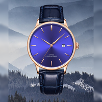 Montre à quartz de qualité supérieure, design tendance, affichage de la date, bracelet en cuir, best-seller, emballage cadeau