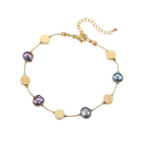 Newly Designed Hawaiian <b>Gold</b> Plated Stainless Steel Freshwater Beaded <b>Bracelet</b> Never Fade Samoan Jewelry for Women Wedding Gift - Product Image 1