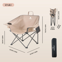 Chaise de jardin pliante robuste en acier surdimensionnée moderne, capacité 350 lb, pour pique-nique, randonnée, camping, avec porte-gobelet latéral