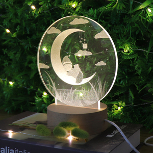Những giấc mơ ngọt ngào 3D ảo ảnh Acrylic đèn laser ánh sáng ban đêm Acrylic ánh sáng tâm trạng với LED gỗ cơ sở - Product Image 2