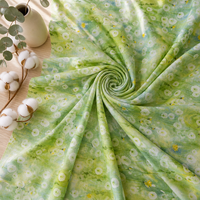 Umweltfreundlicher Bio-Baumwollstoff mit Grünem Blumenwiesen-Druck, 100% Baumwolle Gewebter Poplin-Stoff für Kleider und Hemden, Großhandel und Maßanfertigung