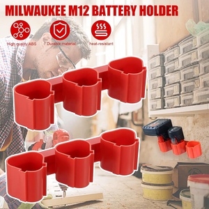 <span class=keywords><strong>Support</strong></span> de <span class=keywords><strong>batterie</strong></span> à 3 emplacements compatible avec les batteries Milwaukee 12V M-12, supports de rangement pour batteries à fixation murale pour fourgonnette de travail, étagère, boîte à outils - Product Image 3