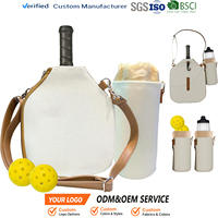 Tas Selempang Penutup Raket Pickleball Custom dengan Tali Adjustable, Tempat Botol Air, Tempat Bola, Hadiah untuk Wanita Pria, Tas Raket