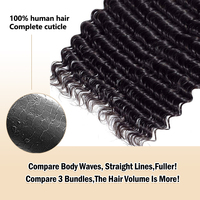 Cheveux Humains Vierges Vietnamiens Bruts Ondulés Profonds, Paquets de Cheveux à Double Trame Faits à la Machine, 100% Cheveux Humains, Cuticules Entières, Couleur Noir Naturel