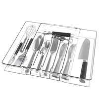 Organisateur de tiroir extensible en plastique JX pour vaisselle, cuisine, cosmétiques, papeterie et couverts