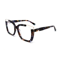 Gafas Ópticas de Acetato con Diseño Ojo de Gato, Doble Color, Gruesas, Unisex para Hombre y Mujer, Monturas de Gafas Personalizadas, Monturas de Acetato