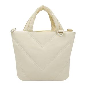Lightweight Padded Puffer <b>Tote</b>/Crossbody Bag with Elastic Side Pocket and Zipper - Product Image 4