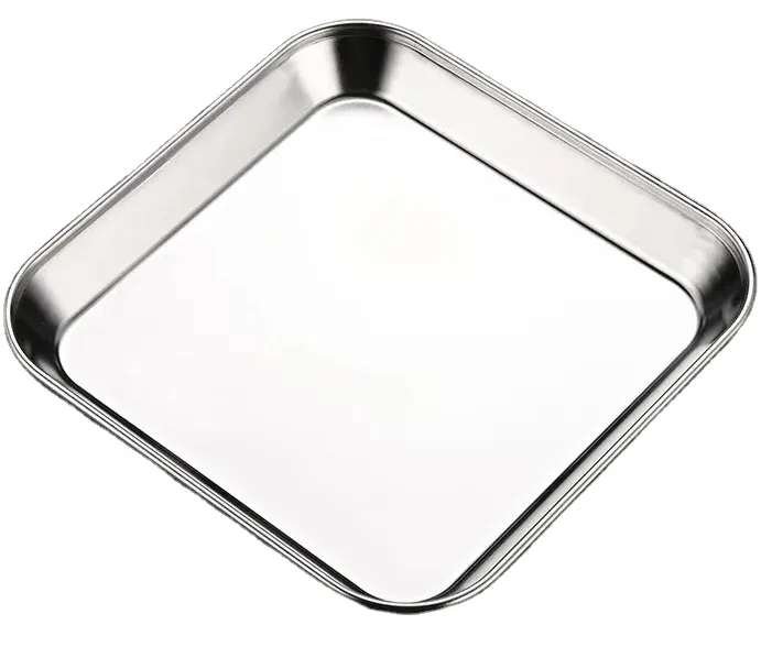 304 Stainless Steel Tableware Metal Square Plate Korea Barbecue Serving Tray Sushi Dishes & Plates