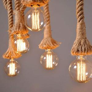 Nuova Lampada a Sospensione Vintage in Corda di Canapa Nera ILED, Illuminazione per le Festività - Product Image 5