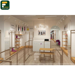 ชั้นวางเสื้อผ้าแบบติดผนังสำหรับร้านค้าแฟชั่นทันสมัย ตู้โชว์เสื้อผ้าแบบเต็มความสูงพร้อมกระจกสำหรับติดตั้งในร้านค้าปลีก - Product Image 5