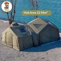 Tente de camping gonflable en coton imperméable portable avec installation rapide, tente pneumatique quatre saisons