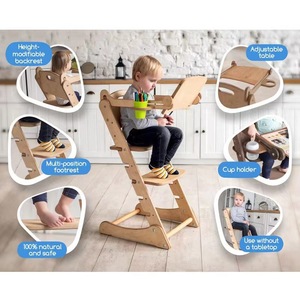 Wooden <b>Toddler</b> High Chair Solid Wood Natural Color 2-4 Years Kitchen Assistant Stool <b>Booster</b> <b>Seat</b> - Product Image 4