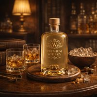 Luxe 380ml ronde schouderfles van superflintglas, heldere zware bodem, voor sterke drank, whisky, fruitwijn, decanter, op maat gemaakte groothandel