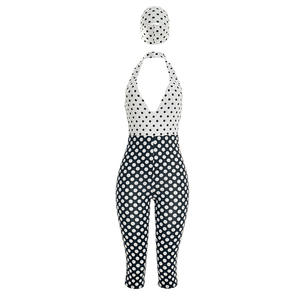 Viviblook J26JP055 Nouvelle combinaison sexy d'été pour femme, sans manches, à pois noirs et blancs, avec bandeau - Product Image 6