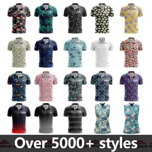Рубашка для гольфа с сублимационной печатью на заказ для мужчин, дизайнерские бренды одежды для гольфа, оптовая торговля