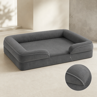 Coussin orthopédique pour chien, canapé en mousse avec housse en peluche, design moderne et solide pour chiens de petite/moyenne/grande taille, S-XXXL, gris, vente en gros