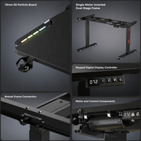 Bureau de travail ergonomique AOR, bureau de jeu intelligent à réglage électrique avec mémoire, table de jeu E-sports avec éclairage RGB Armor