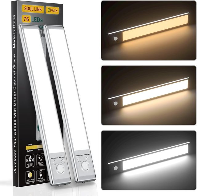 Under Cabinet Lighting Rechargeable Industrial 2 Pcs Pack for Kitchen Cabinets