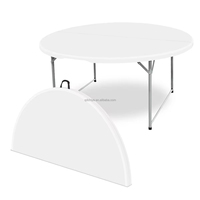Table ronde pliante en plastique de 6 pieds pour 10 personnes, idéale pour les banquets extérieurs, location, empilable