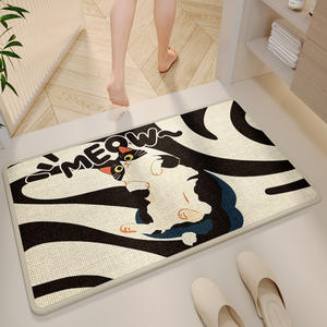 Tapis de salle de bain rectangulaire Meow Meow Cartoon, antidérapant, absorbant l'eau, séchage rapide, tapis de toilette, fibre de polyester - Product Image 1