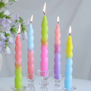Colorful Spiral <b>Long</b> Taper <b>Candles</b> Smokeless Odor Free Romantic Atmosphere <b>Candles</b> For Wedding Banquet Home Table Decoration - Product Image 1
