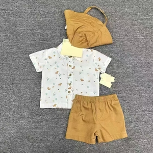 夏季 100% 纯棉新生儿男童女童服装套装短袖连体衣时尚婴儿衣服 3 件套 - Product Image 4