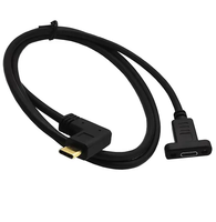 10 Gbit/s 100W 5A PD 4K USB-C USB 3.1 Typ C 90 Grad rechtwinkliges Verlängerung datenkabel von Stecker zu Buchse mit Schraub loch für Schalttafel einbau