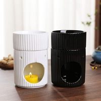 Diffuseur d'arômes élégant en céramique à rayures Warmself, porte-bougie chauffe-plat, parfum longue durée pour la maison, le bureau et la décoration intérieure
