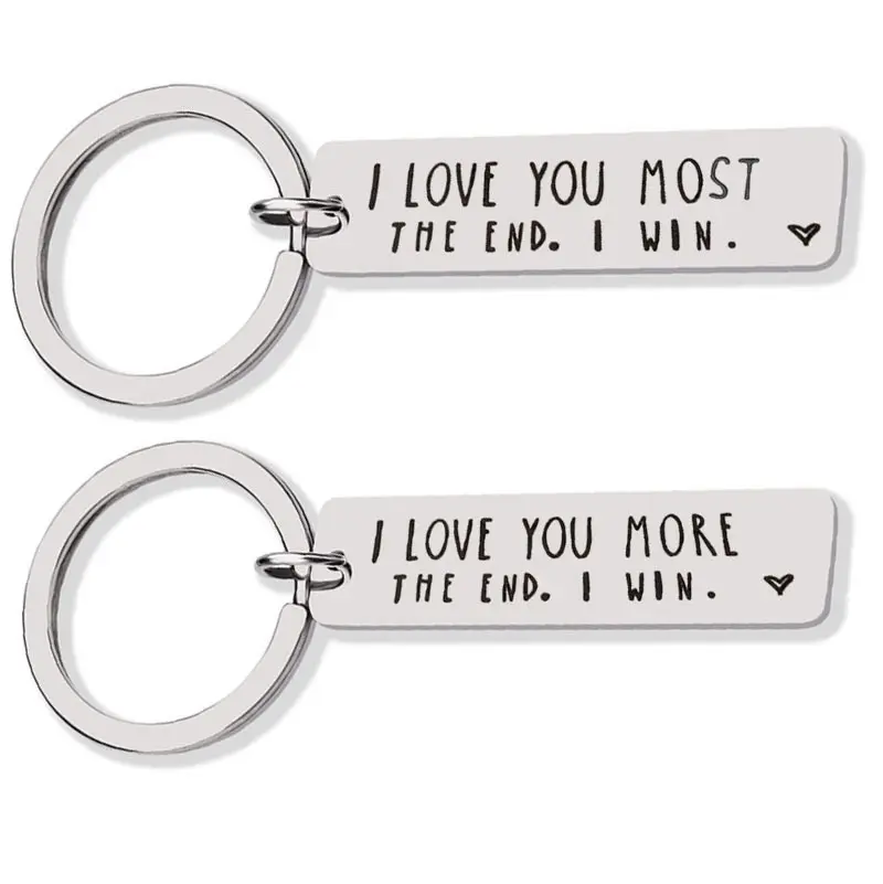 I Love You More Most The End I Win Boyfriend Girlfriend Gift Stainless Steel Keychain For Valentine's Day Gift