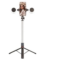 Perche à selfie lumineuse avec trépied panoramique 360° pour vlogging, vidéo et photo en direct