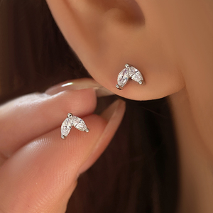 Minimalist Korean <b>Earrings</b> Jewelry 18K Gold Plated Dainty V Shape Zircon <b>Studs</b> <b>Earrings</b> for Women - Product Image 3