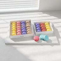 Boîte cadeau en plastique pour macarons français, personnalisée, 12 ou 24 paquets, avec inserts, pour pâtisserie, desserts, biscuits, conteneur transparent en PET