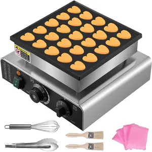 Sizhi ticari 900W 25 adet elektrikli gözleme makinesi kalp şeklinde hollandalı gözleme makinesi çörek Waffle makinesi ekmek aperatif Bar için