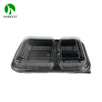 Conteneurs de préparation de repas en plastique à micro-ondes boîte de repas à emporter jetable à 3 compartiments avec couvercles